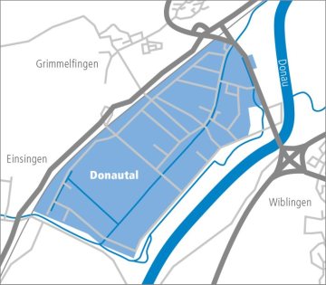 Das Industriegebiet Donautal, in dem die SWU im Laufe des Jahres 2019 ein flächendeckendes Glasfasernetz verlegen wird. (Grafik: SWU/Projektagentur)
